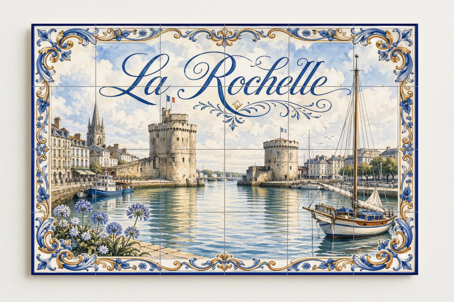 Rochelle, Kunst Wandbild Küsten Französisch — Küstenszene, Wandkunst aus Keramikfliesen
