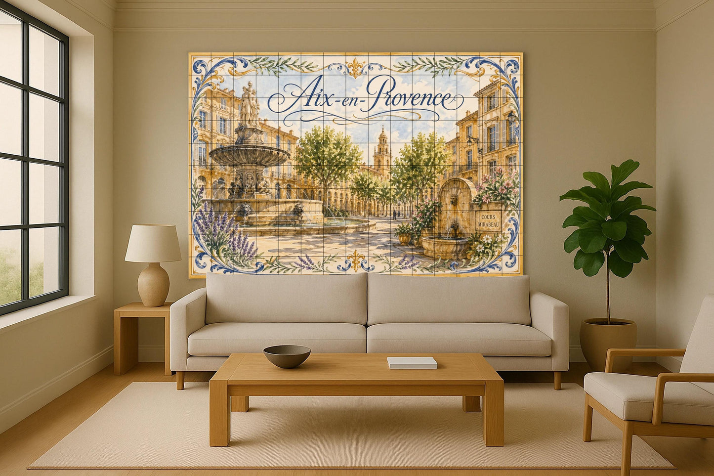 Mural de azulejos de cerámica de Aix-en-Provence, arte mural de la…