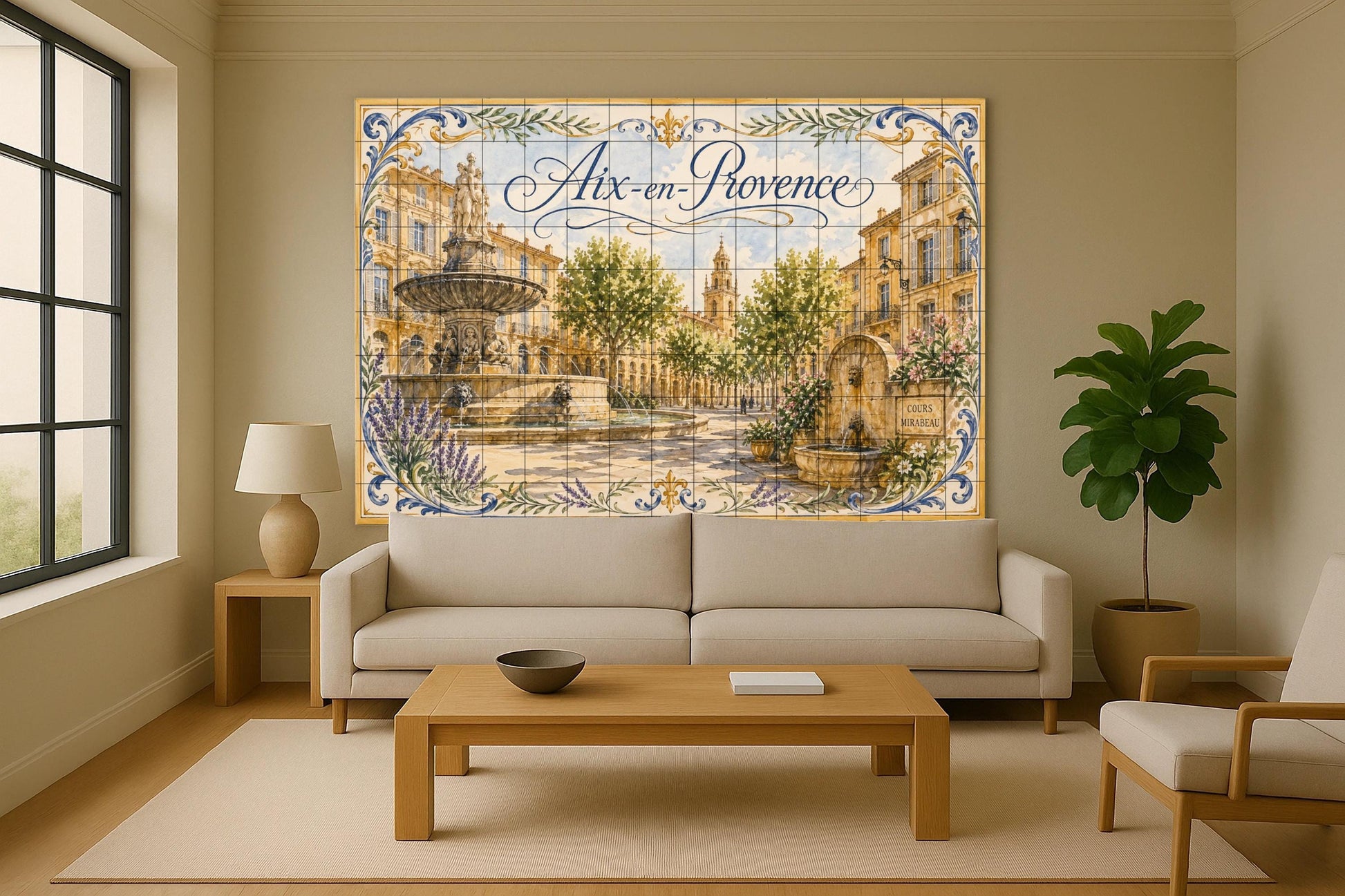 Mural de azulejos de cerámica de Aix-en-Provence, arte mural de la…