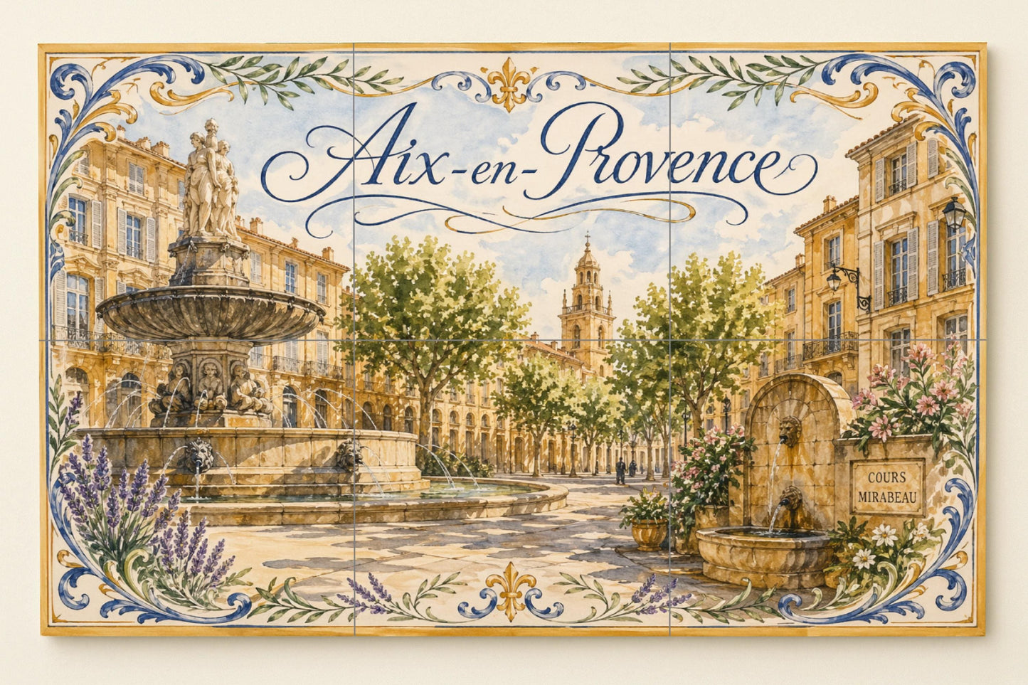 Mural de azulejos de cerámica de Aix-en-Provence, arte mural de la…