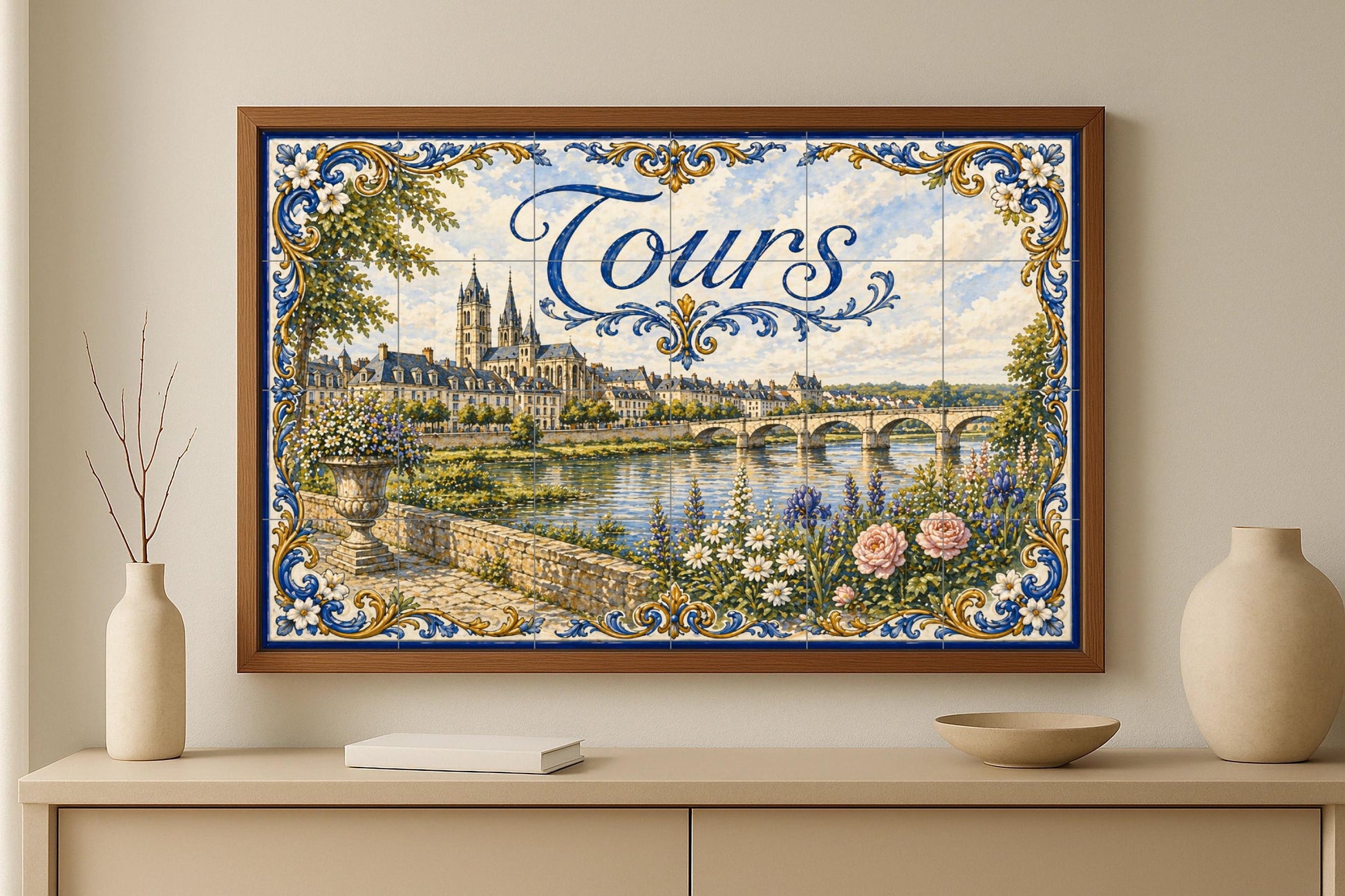Fresque en Carrelage Tours, Art Mural du Vallée du Loira avec ar — Paysage Botanique
