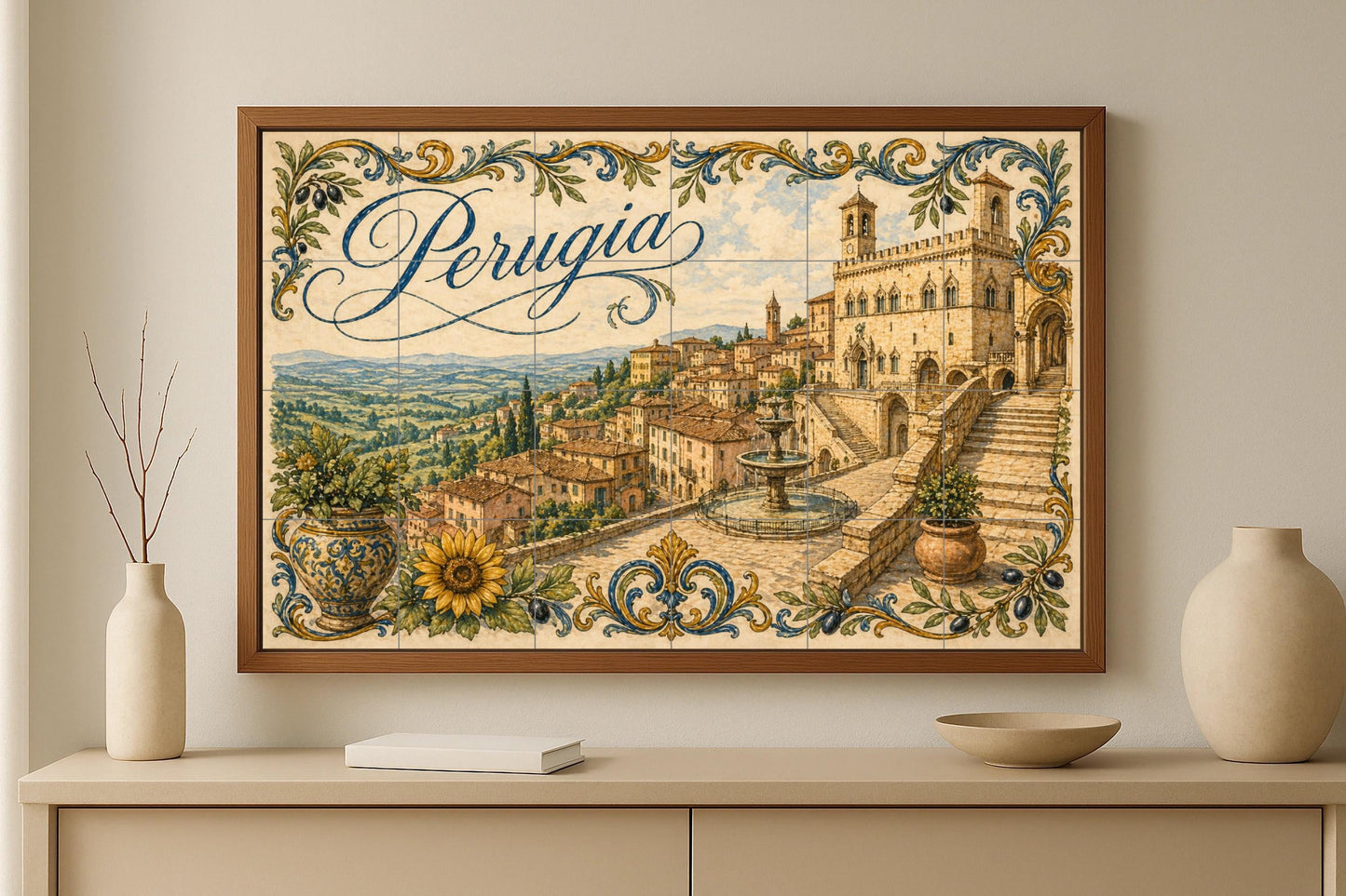 Perugia, Art Mural de Umbría Italienne avec — Art Populaire et Ornemental, Art Mural en Céramique