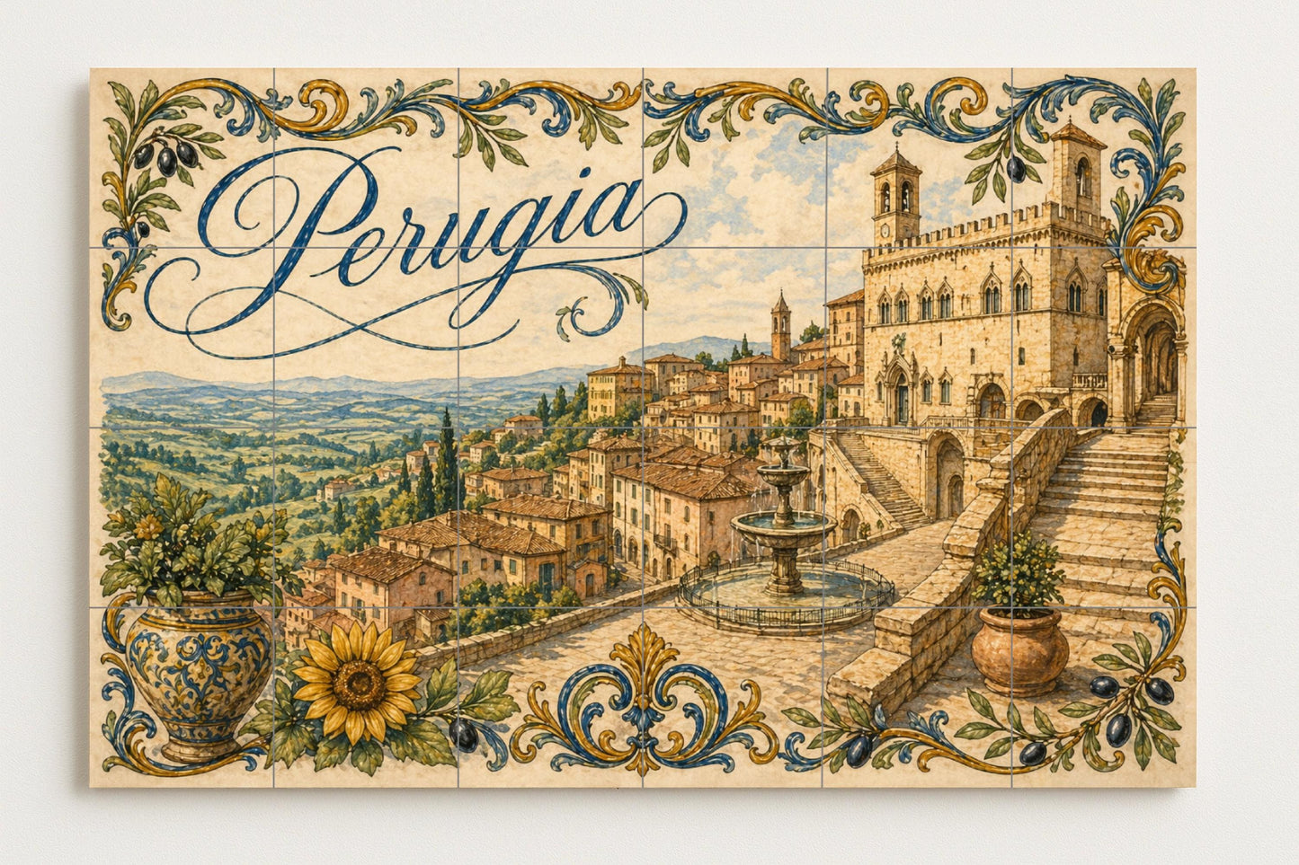 Perugia, Art Mural de Umbría Italienne avec — Art Populaire et Ornemental, Art Mural en Céramique