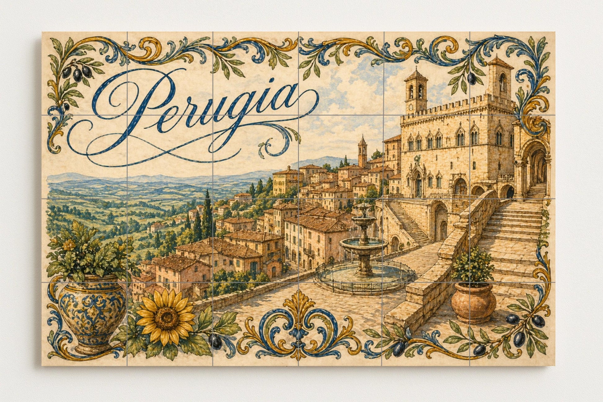Perugia, Art Mural de Umbría Italienne avec — Art Populaire et Ornemental, Art Mural en Céramique