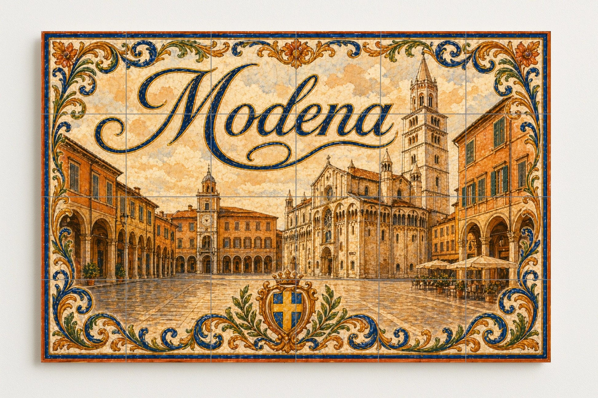 Módena, Italy, Art Mural of Emilia-Romaña — Travel Wall Décor · Ceramic Tile Mural
