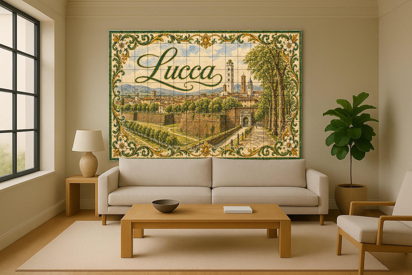 Lucca, Toscane, Art Mural de la Campagne ita — Art Rustique de Ferme, Art Mural en Céramique