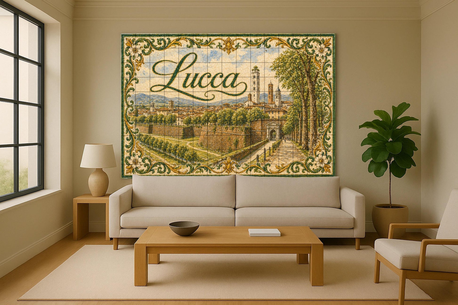 Lucca, Toscane, Art Mural de la Campagne ita — Art Rustique de Ferme, Art Mural en Céramique