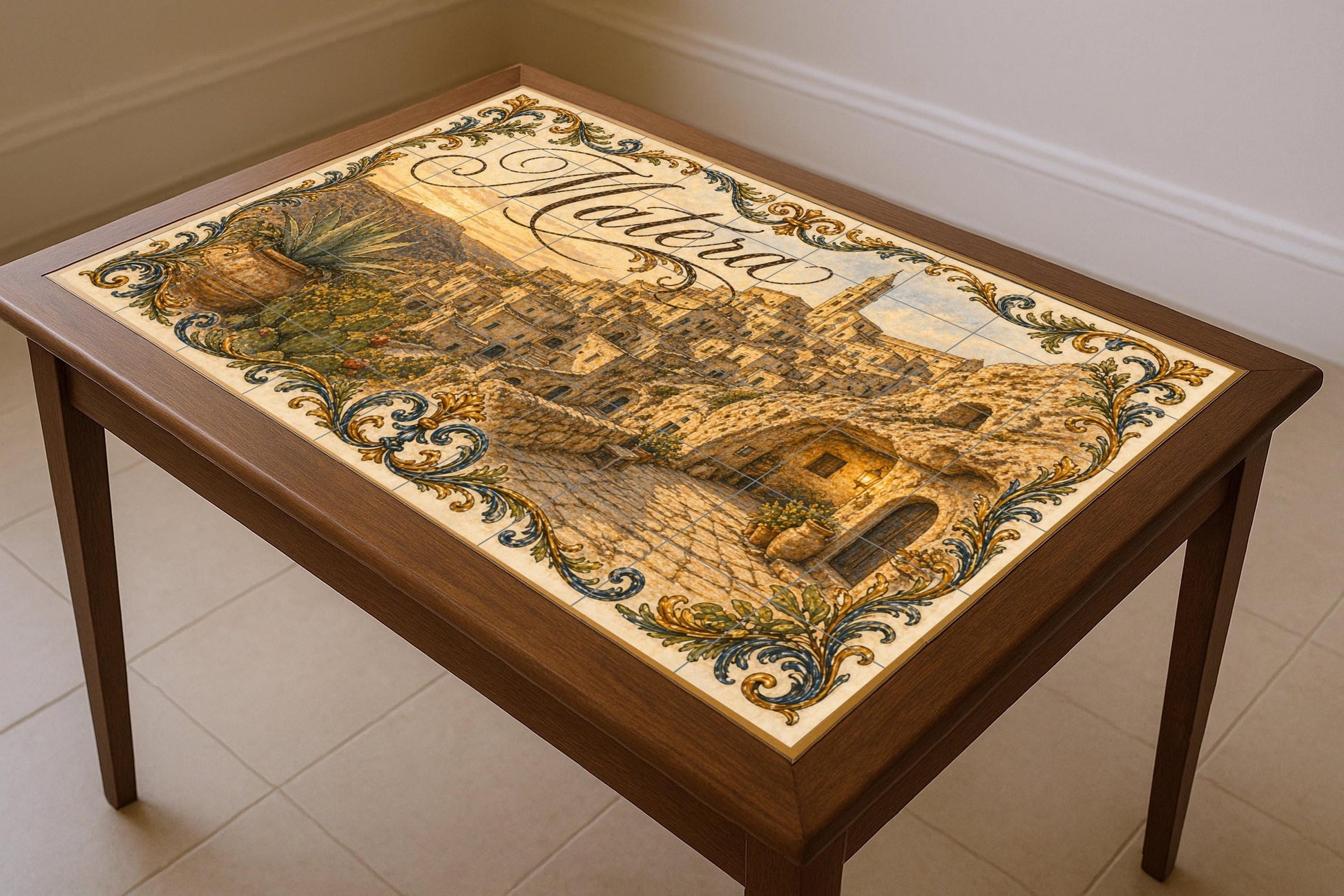 Matera Italia Mural de azulejos cerámicos — Stadtansicht in Fliesen, Wandkunst aus Keramikfliesen