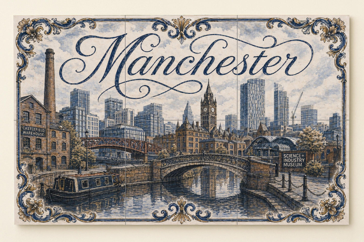 Mural de azulejos de cerámica de Manchester, Inglaterra, arte mural…