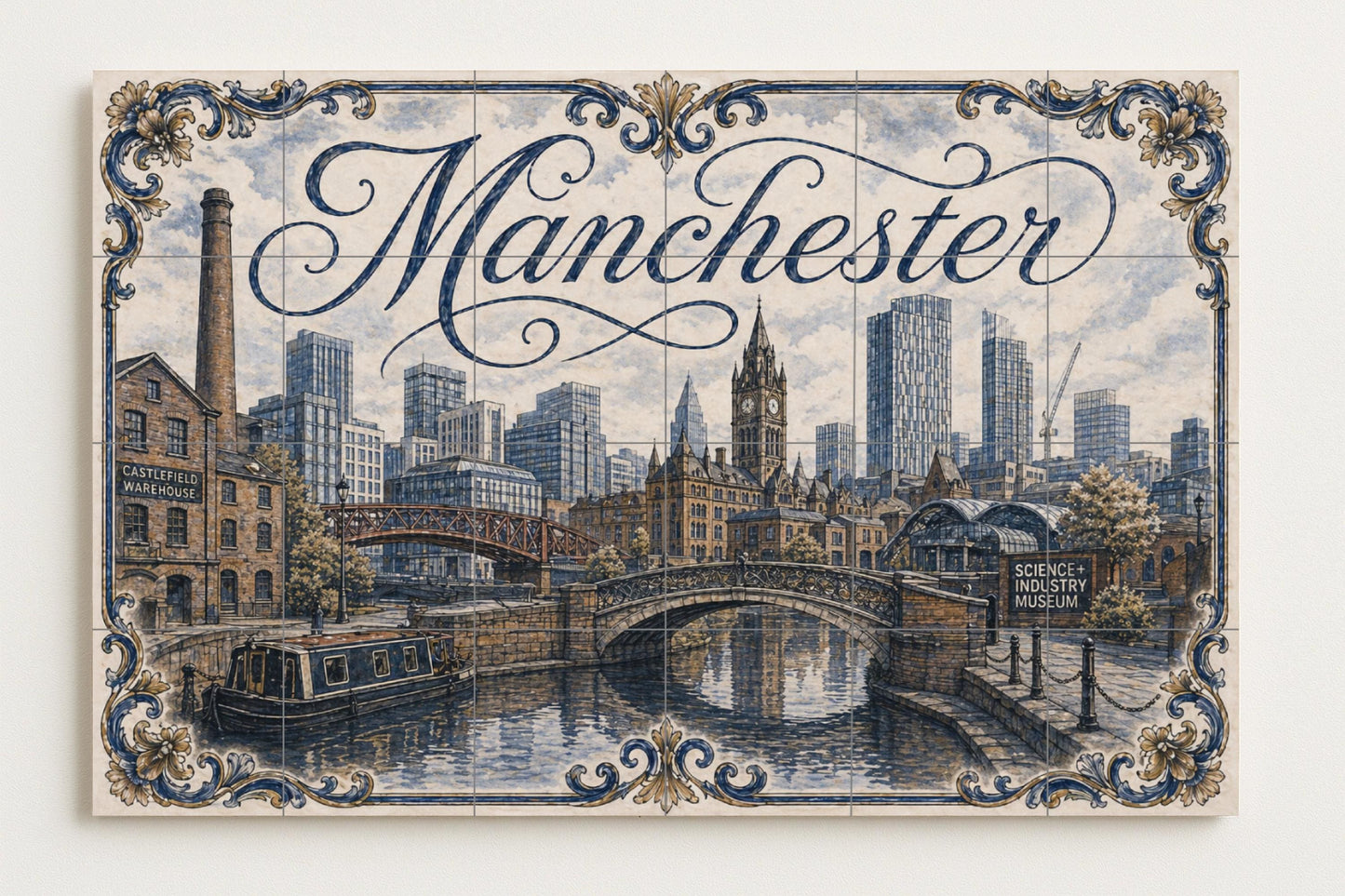 Mural de azulejos de cerámica de Manchester, Inglaterra, arte mural…
