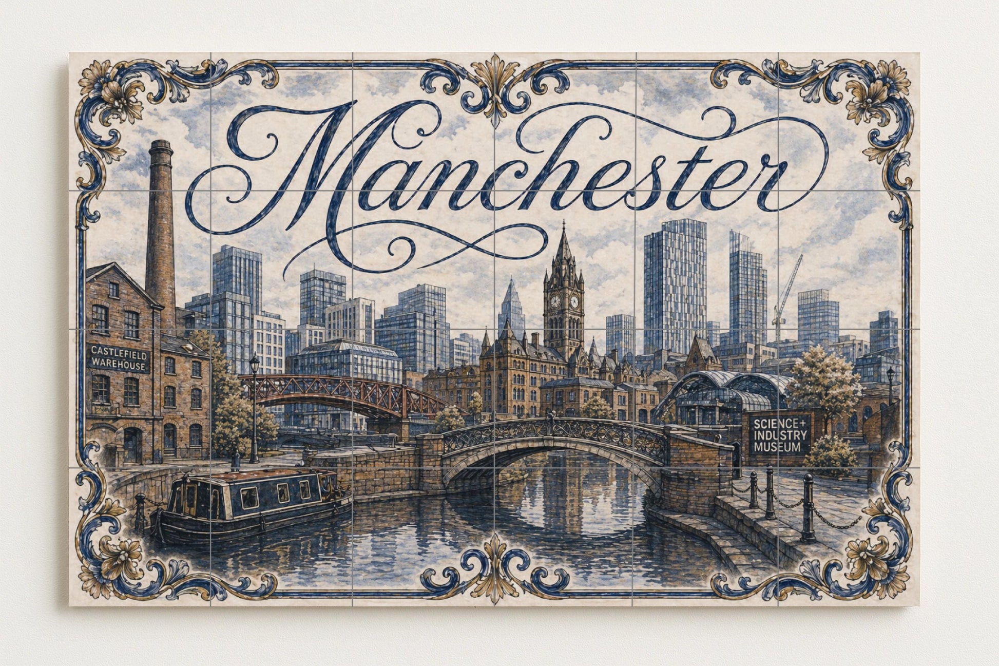 Mural de azulejos de cerámica de Manchester, Inglaterra, arte mural…