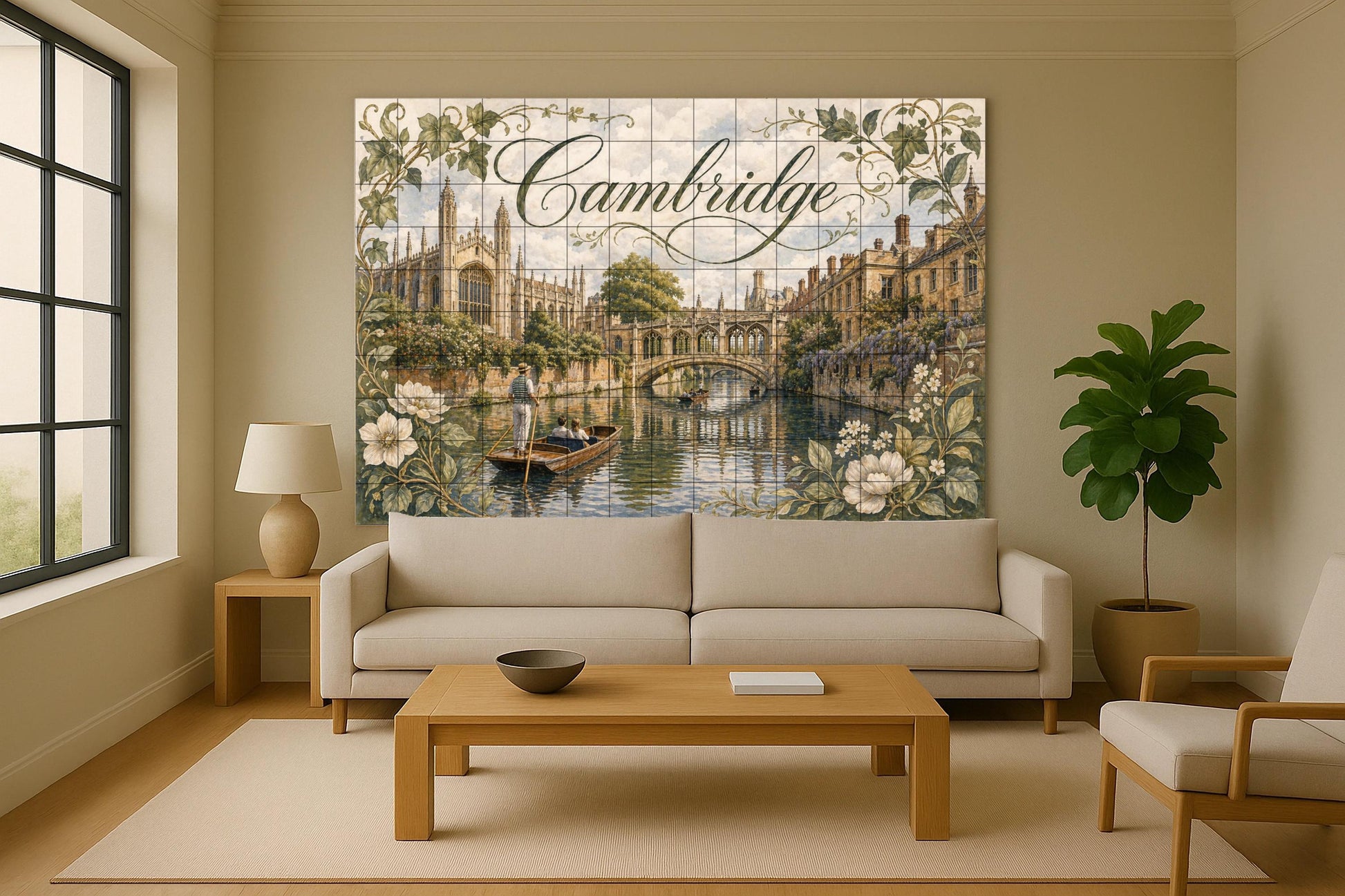Mural de azulejos de cerámica de Cambridge, Inglaterra, arte mural…