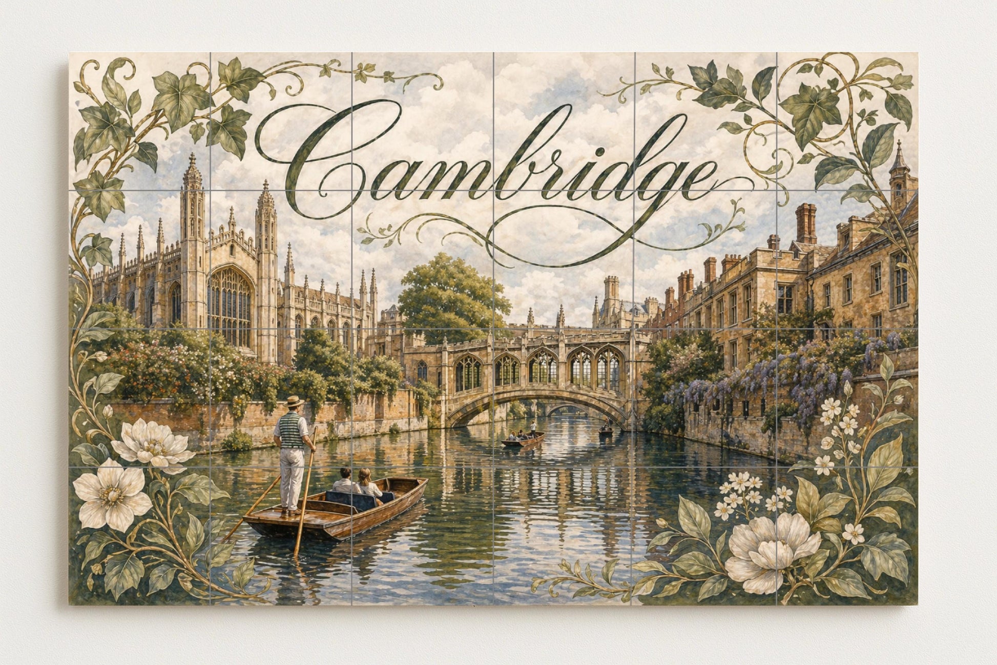 Mural de azulejos de cerámica de Cambridge, Inglaterra, arte mural…