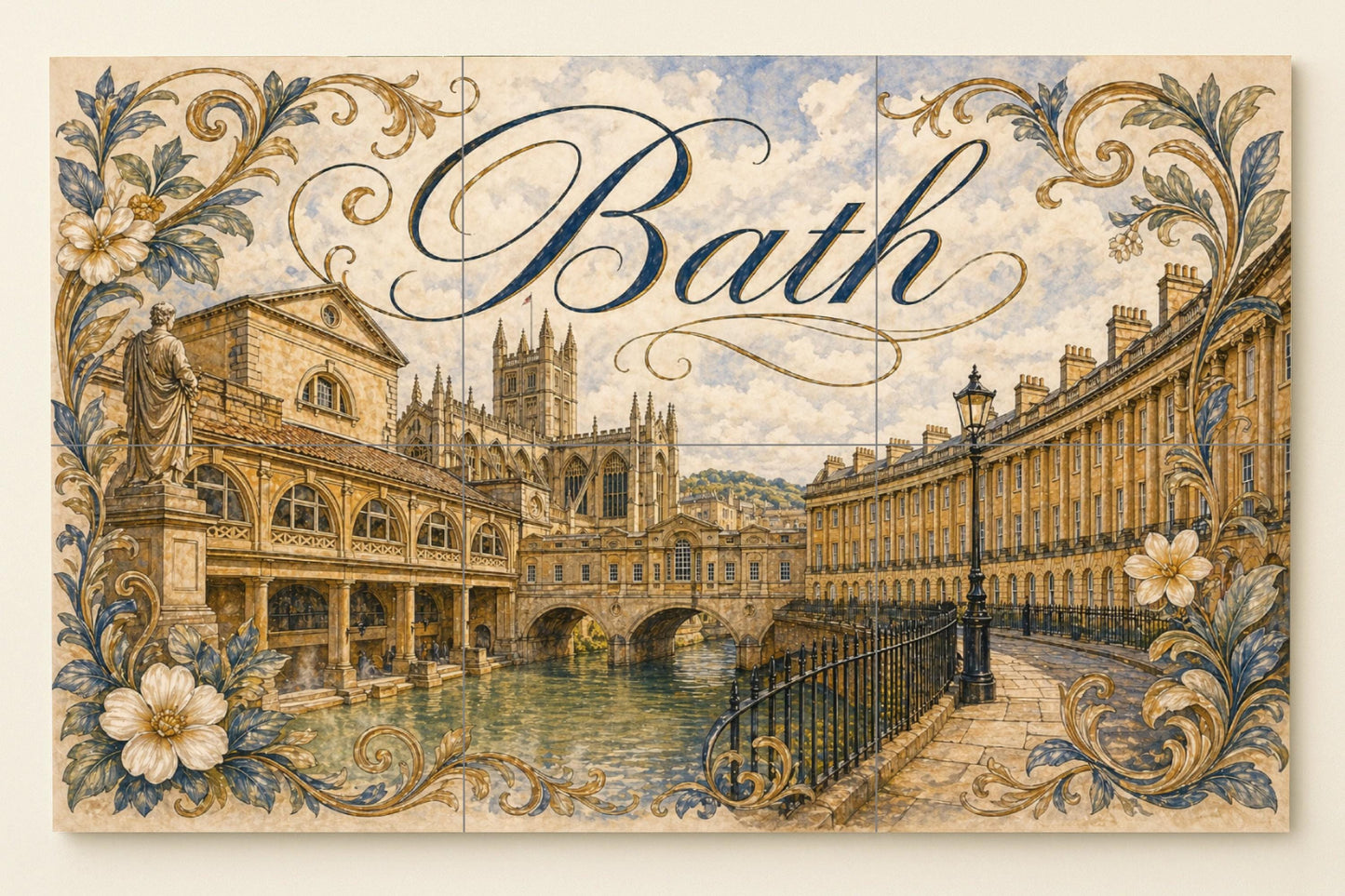 Fresque en Carrelage Bath, Angleterre, Art Mural de baños Romain — Villes et Monuments