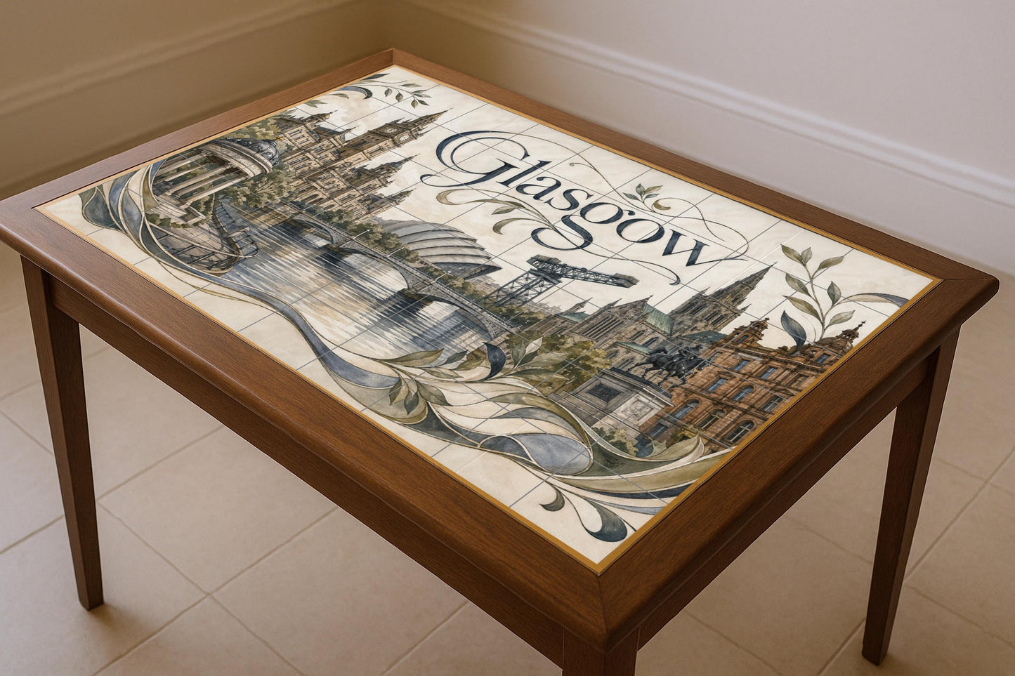 Mural de azulejos de cerámica de Glasgow, Escocia, arte mural del río…