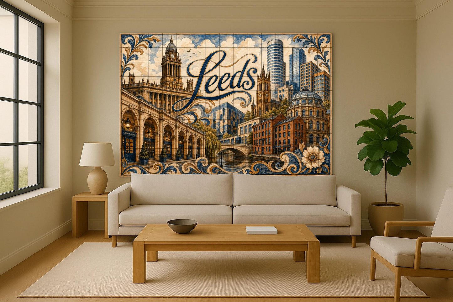 Mural de azulejos de cerámica de Leeds, Inglaterra, arte mural de…