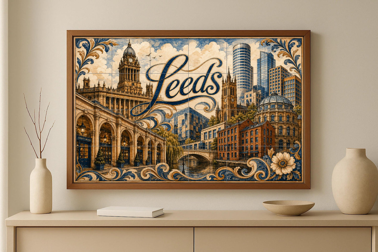 Mural de azulejos de cerámica de Leeds, Inglaterra, arte mural de…