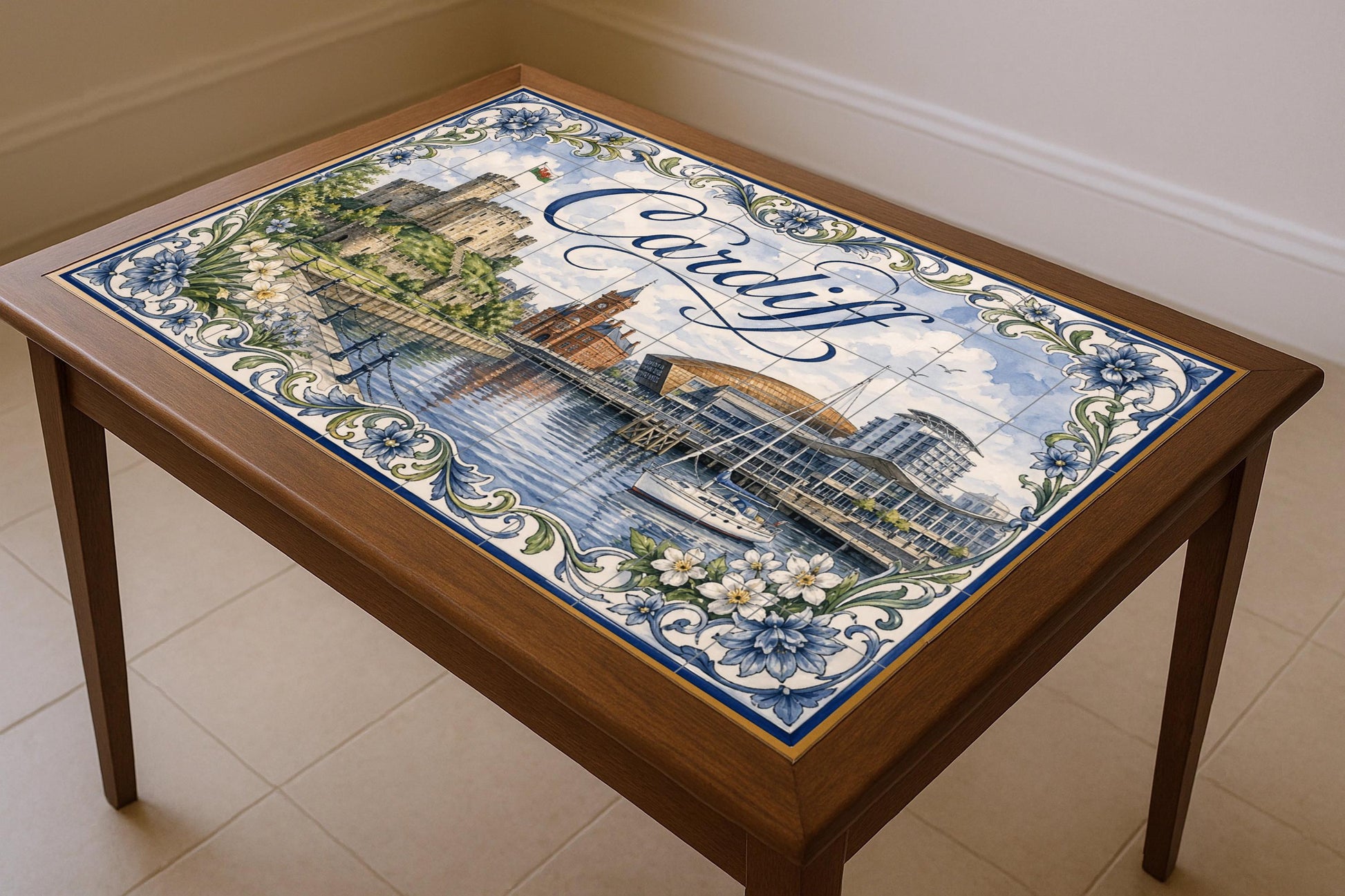 Fliesenbild Cardiff, Gales, Kunst Wandbild des Schloss von C — Wahrzeichen-Wandbild