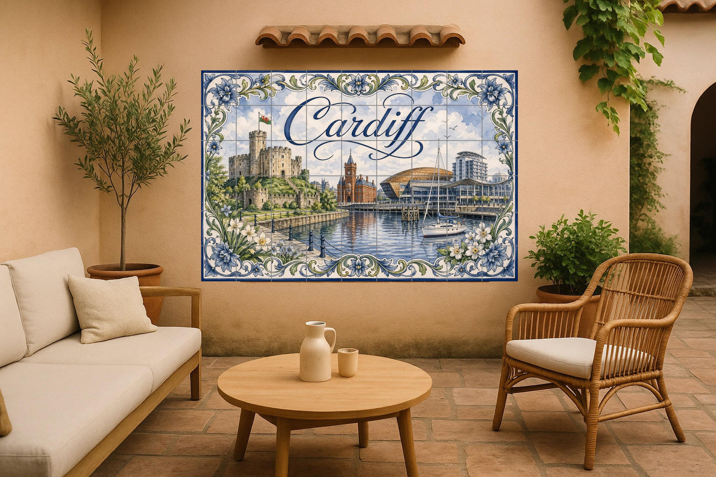 Fliesenbild Cardiff, Gales, Kunst Wandbild des Schloss von C — Wahrzeichen-Wandbild