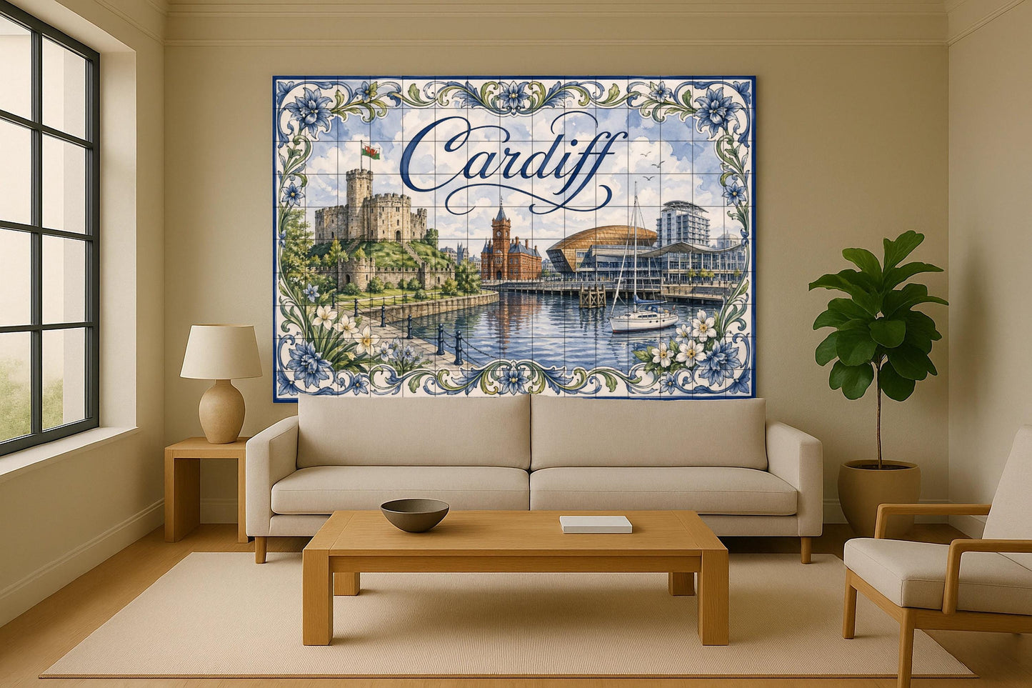Fliesenbild Cardiff, Gales, Kunst Wandbild des Schloss von C — Wahrzeichen-Wandbild