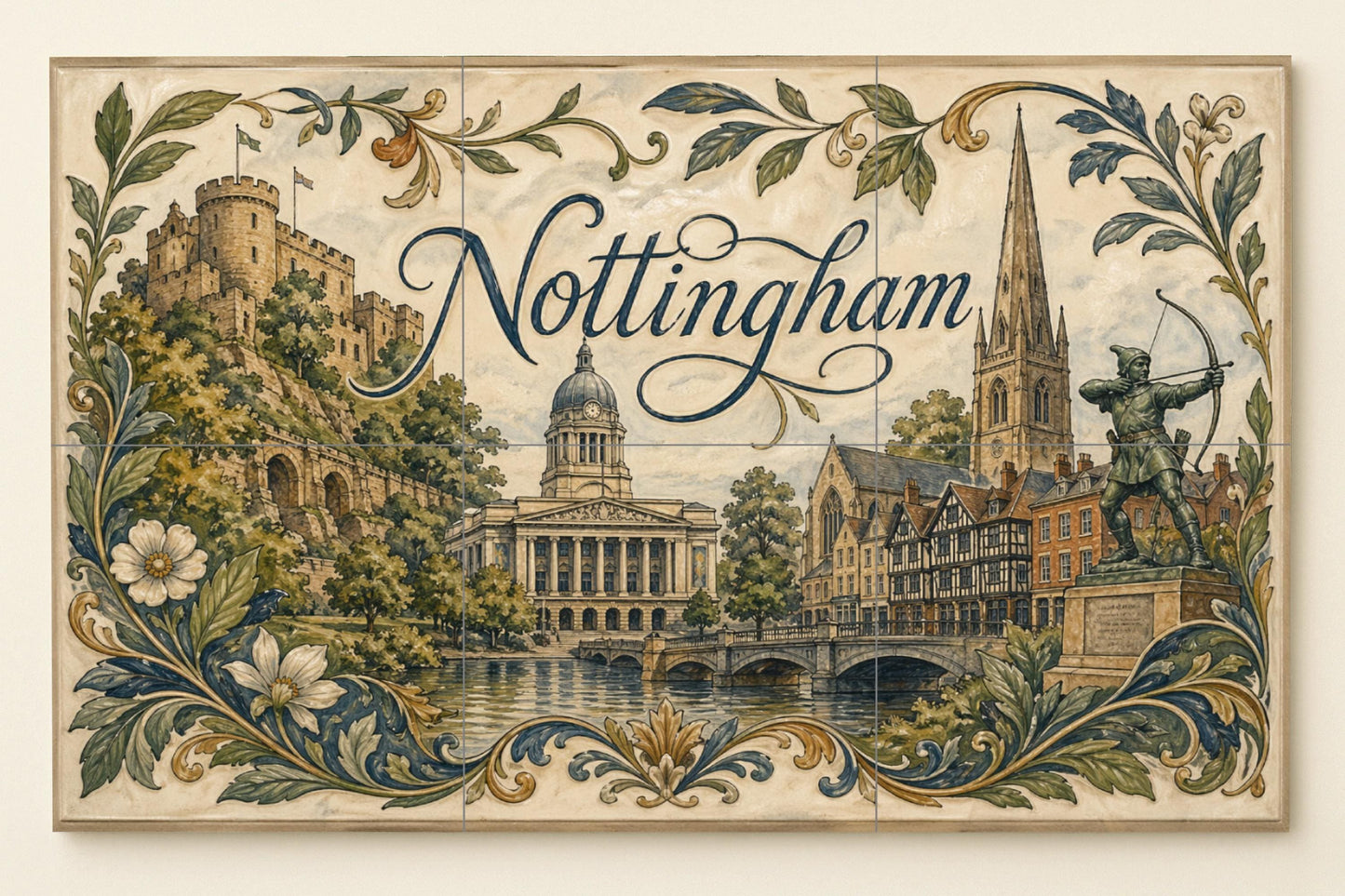 Mural de azulejos de cerámica de Nottingham, arte mural de Robin…