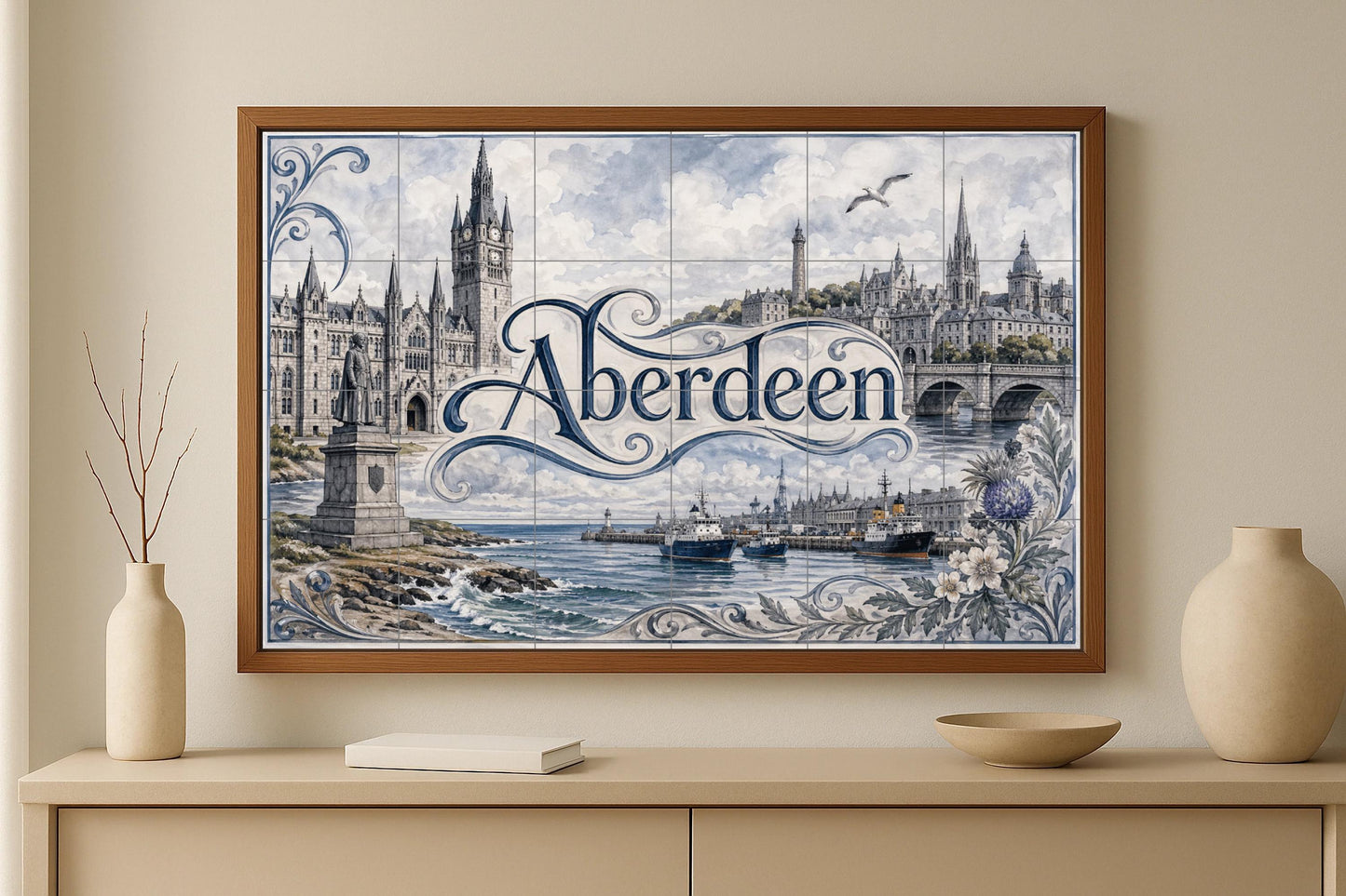 Mural de azulejos de cerámica de Aberdeen, arte mural costero…