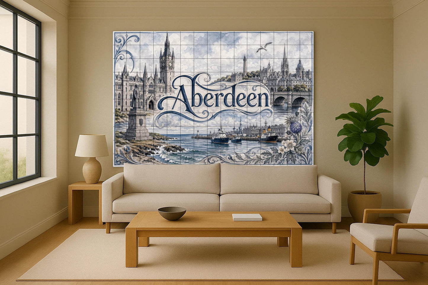 Mural de azulejos de cerámica de Aberdeen, arte mural costero…