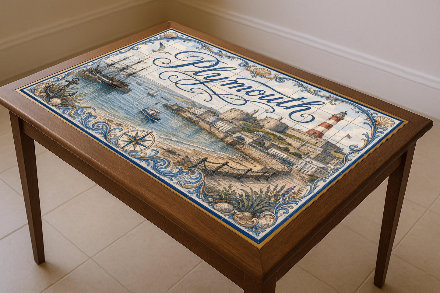 Mural de azulejos de cerámica de Plymouth, arte mural náutico…