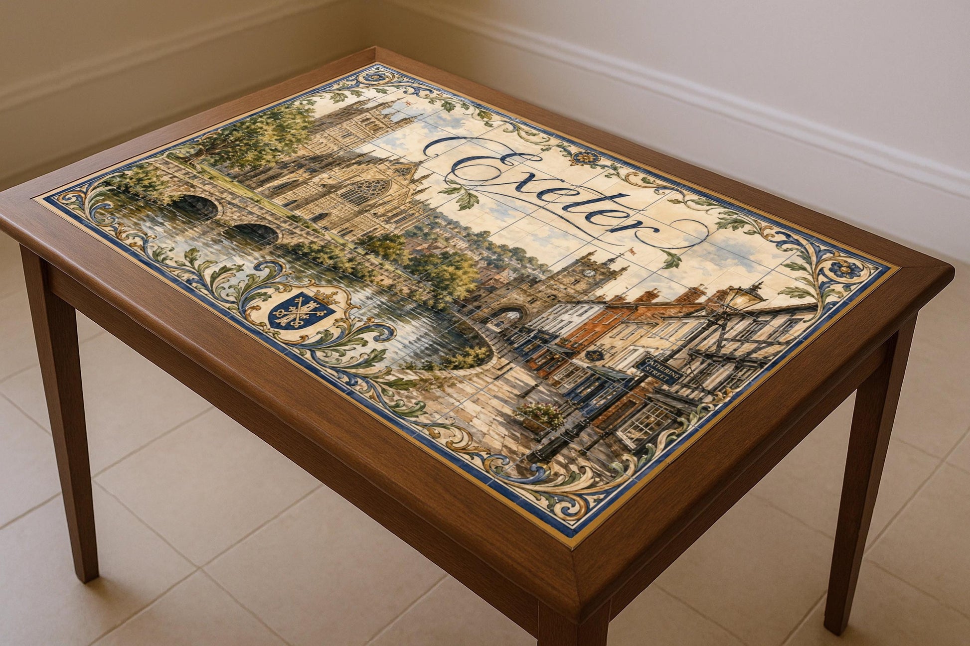 Exeter, Angleterre — Paysage Urbain en Carreaux, Art Mural en Céramique