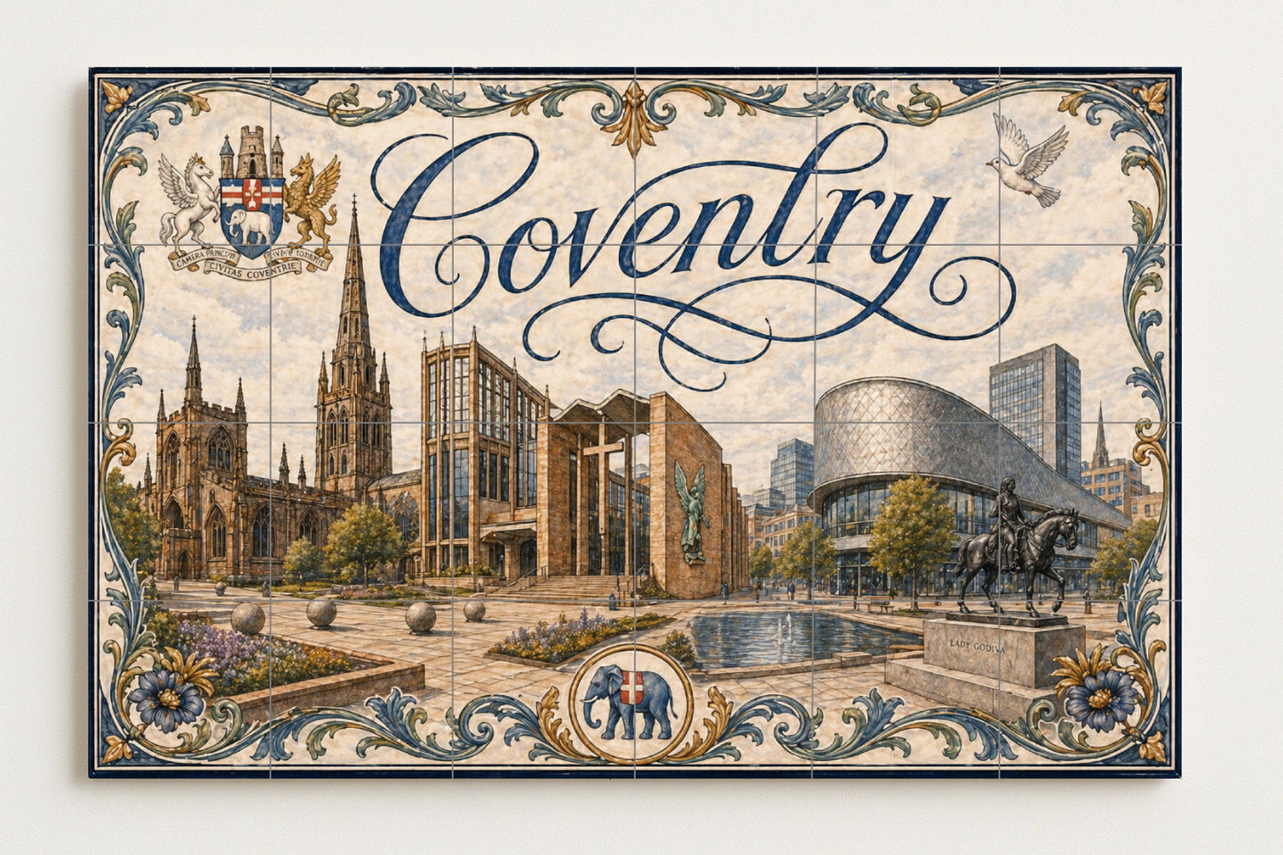 Coventry, Inglaterra, decoración artística p — Travel Wall Décor · Tile Wall Art
