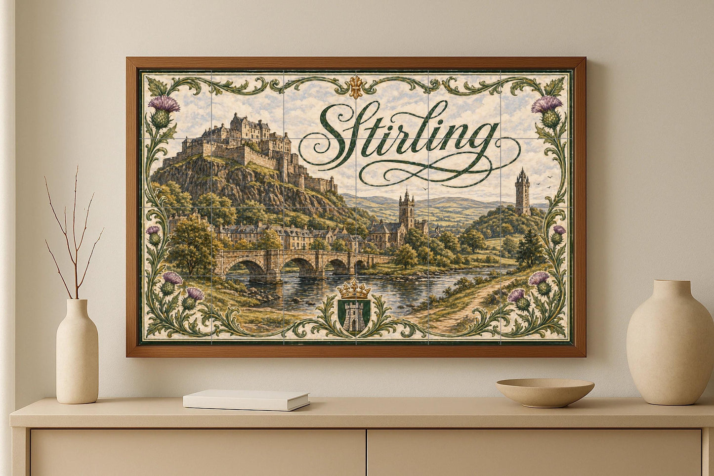 Stirling, Escocia, arte mural de castillos e · Ceramic Wall Mural — Landmark Mural
