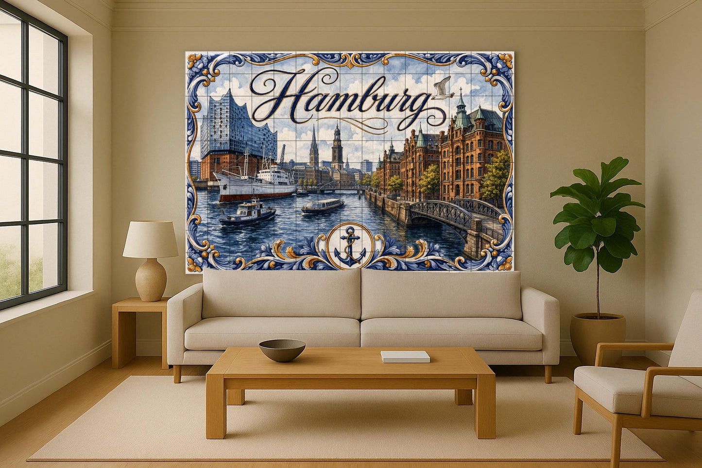 Mural de azulejos de cerámica de Hamburgo, Alemania, arte mural…
