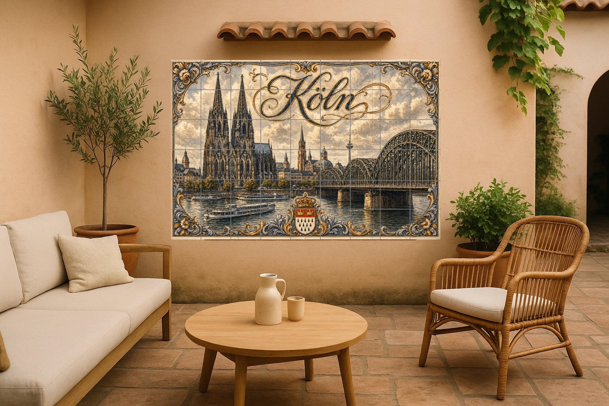 Köln, Deutschland, Kathedrale von Köln, Kunst — Fliesen-Wandbild aus Keramik · Wahrzeichen-Wandbild