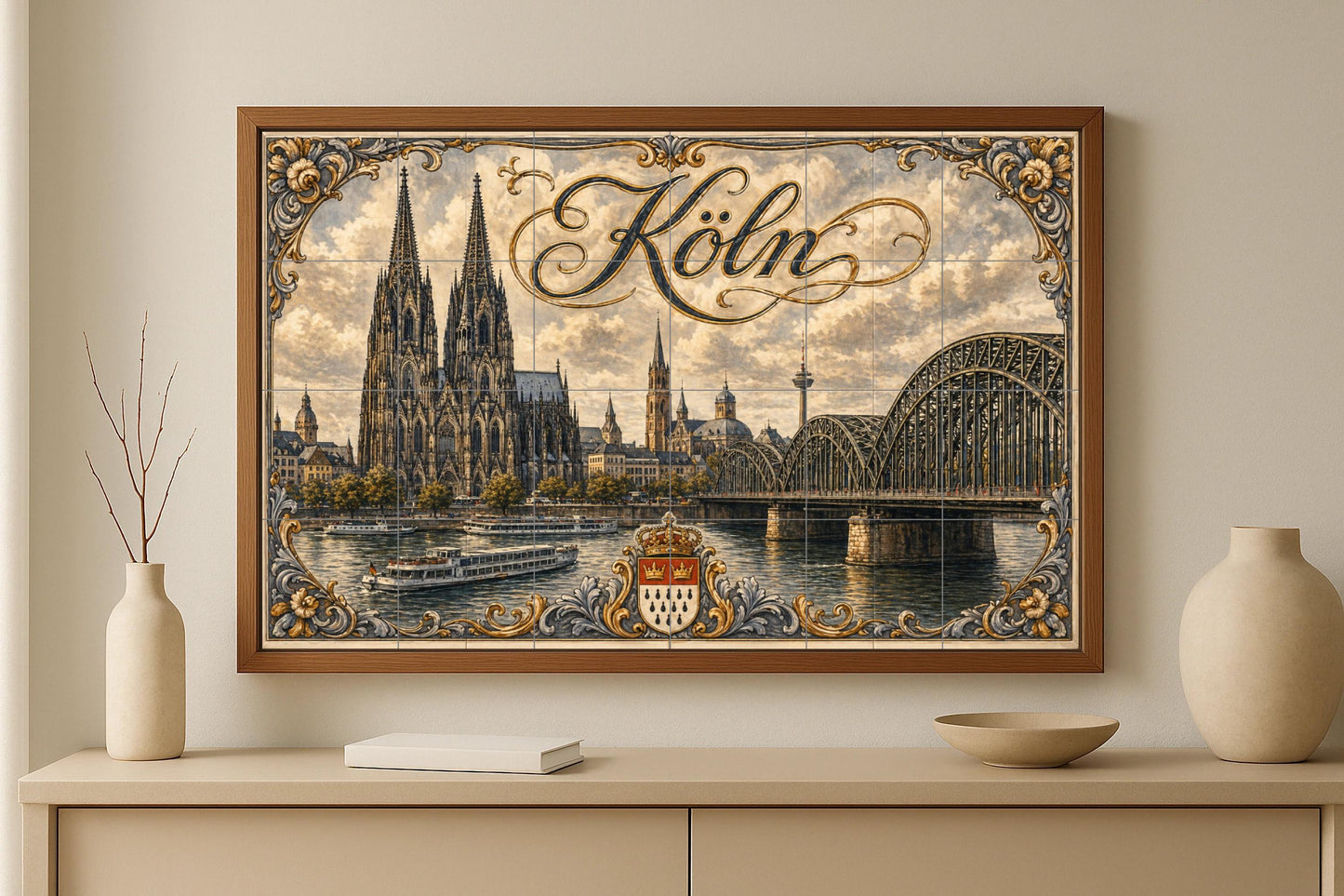 Köln, Deutschland, Kathedrale von Köln, Kunst — Fliesen-Wandbild aus Keramik · Wahrzeichen-Wandbild