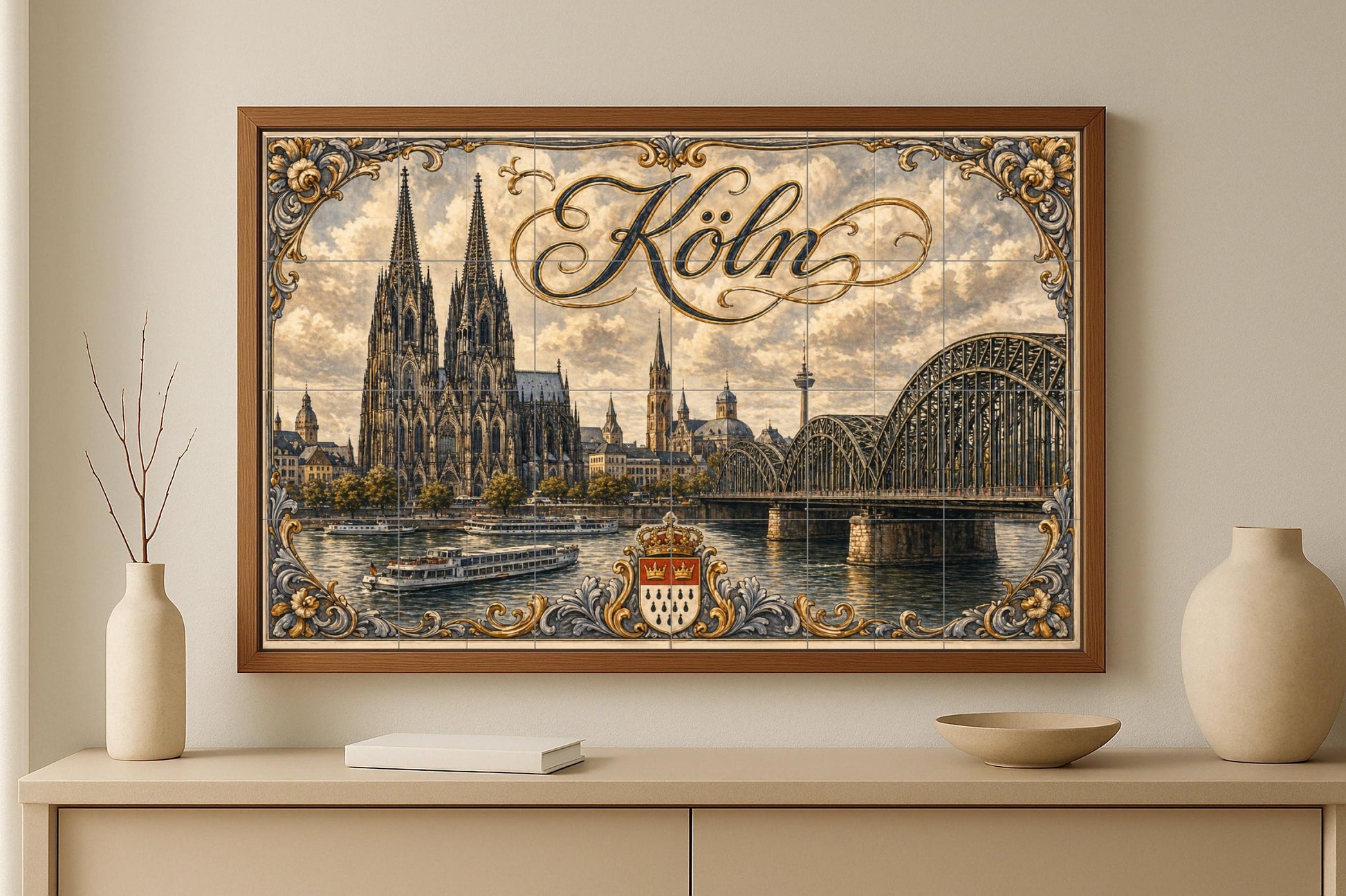 Köln, Deutschland, Kathedrale von Köln, Kunst — Fliesen-Wandbild aus Keramik · Wahrzeichen-Wandbild