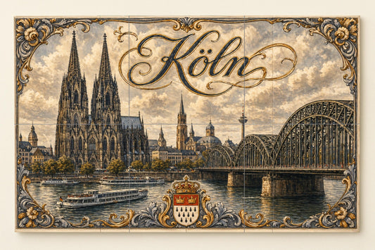 Mural de azulejos de cerámica de Colonia, Alemania, Catedral de…