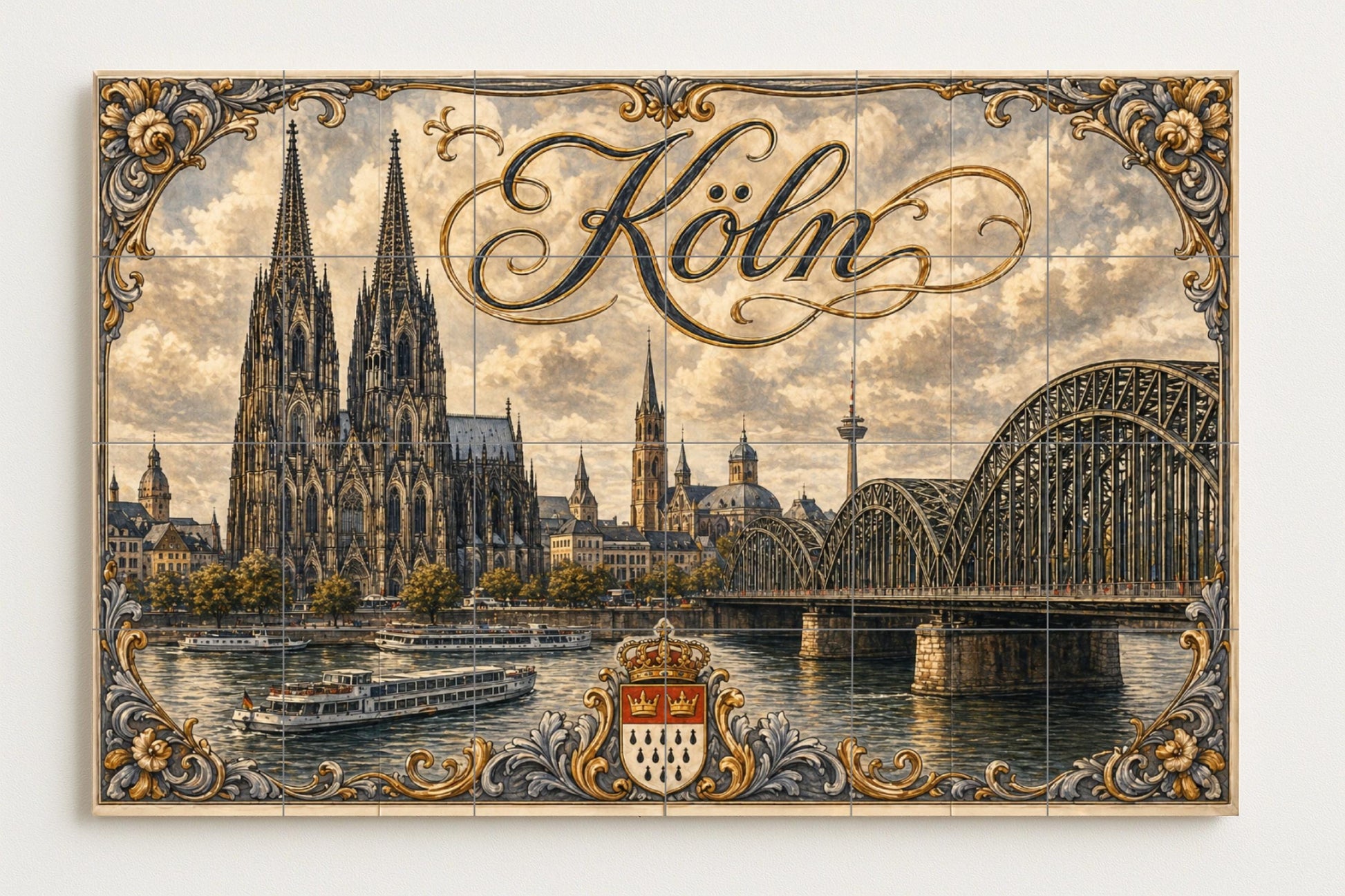 Köln, Deutschland, Kathedrale von Köln, Kunst — Fliesen-Wandbild aus Keramik · Wahrzeichen-Wandbild