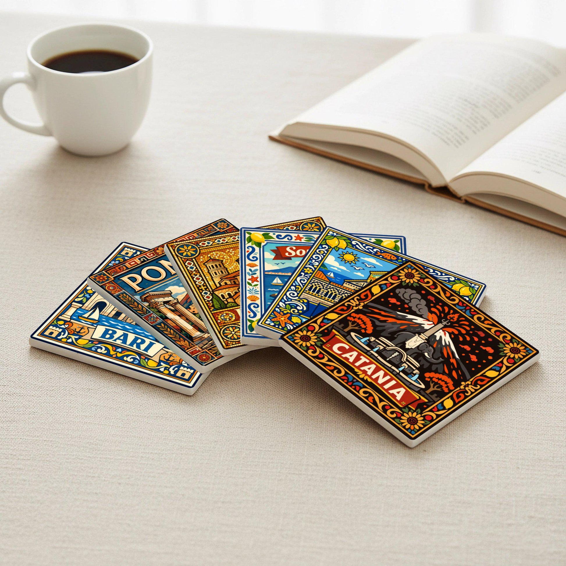 Italia — Set di Sottobicchieri in Ceramica · Souvenir di Città