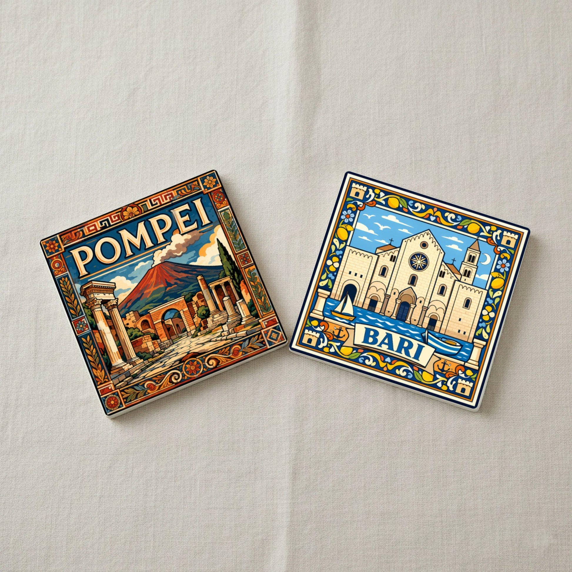 Italia — Set di Sottobicchieri in Ceramica · Souvenir di Città