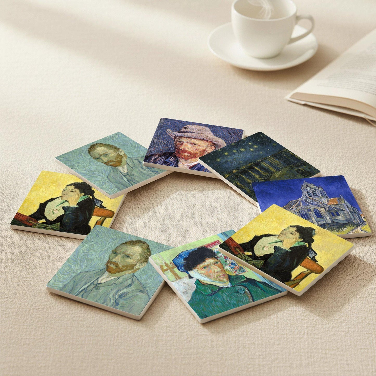 Retratos of Van Gogh — Ceramic Coaster Set · Museum Art on Coasters