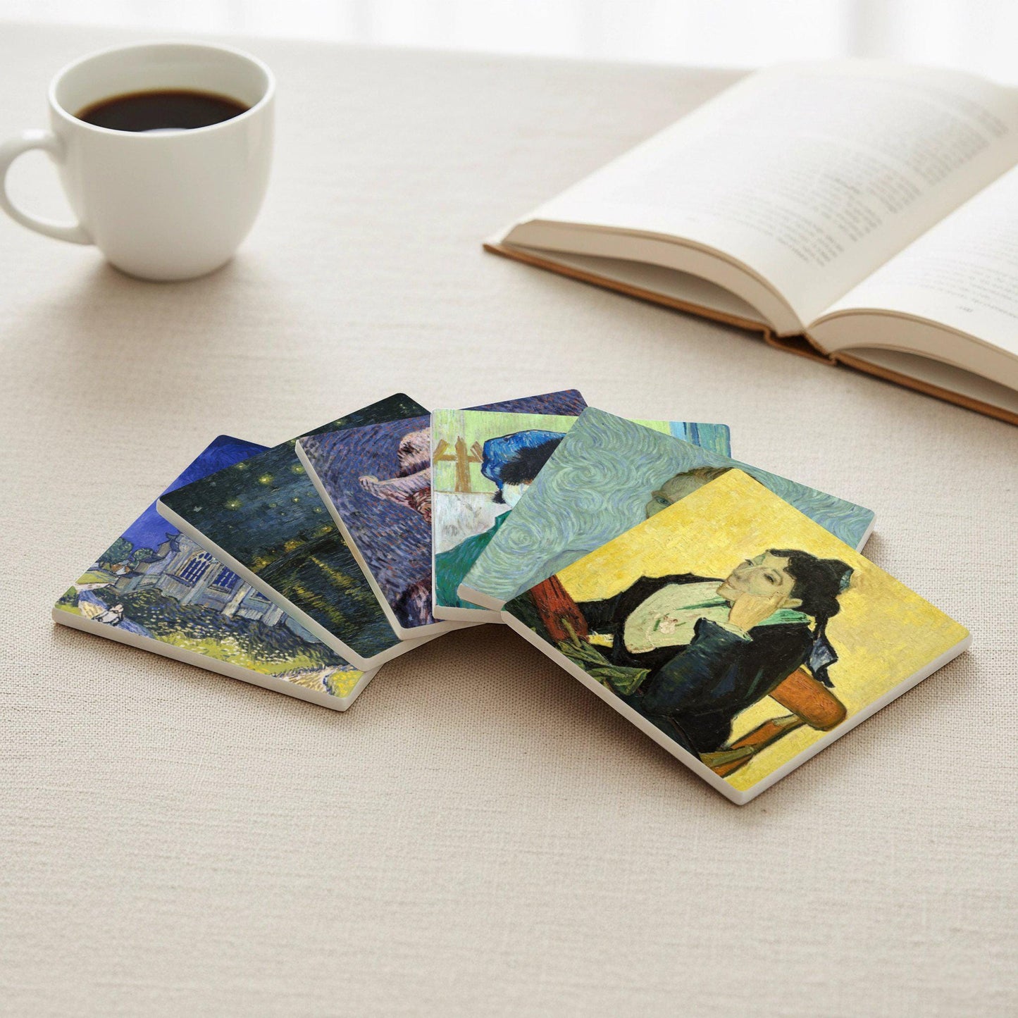 Retratos of Van Gogh — Ceramic Coaster Set · Museum Art on Coasters