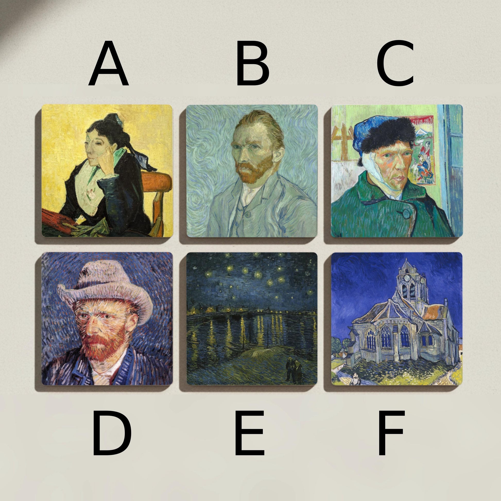 Retratos of Van Gogh — Ceramic Coaster Set · Museum Art on Coasters