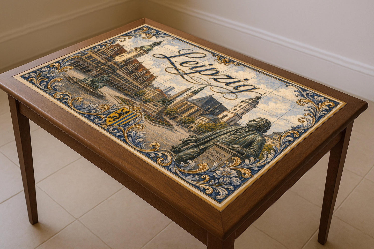 Leipzig, Germany, Art Mural with Landscape ur · Ceramic Wall Mural — Cityscape in Tile