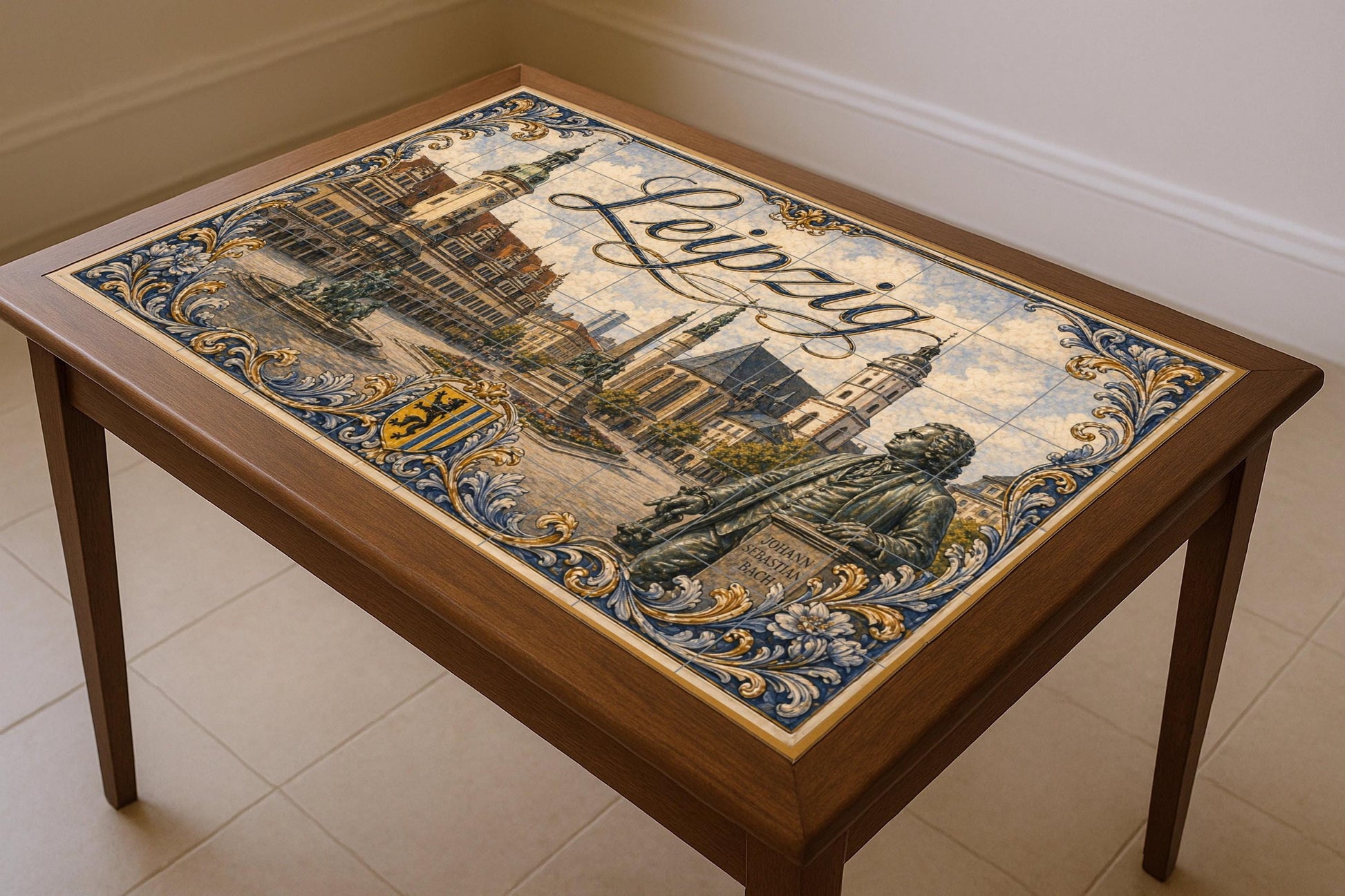 Leipzig, Germany, Art Mural with Landscape ur · Ceramic Wall Mural — Cityscape in Tile