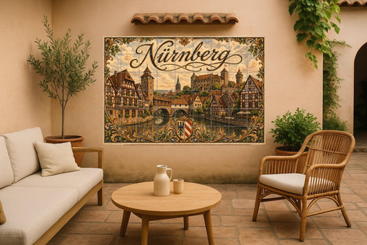 Núremberg, Art Mural of Landscape Urban medi — Nature Wall Art · Tile Wall Art