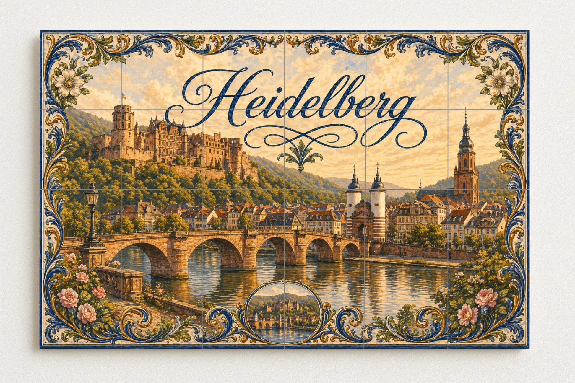 Heidelberg, Art Mural Romantique de Paysage — Fresque Murale en Carreaux de Céramique · Art Mural Nature