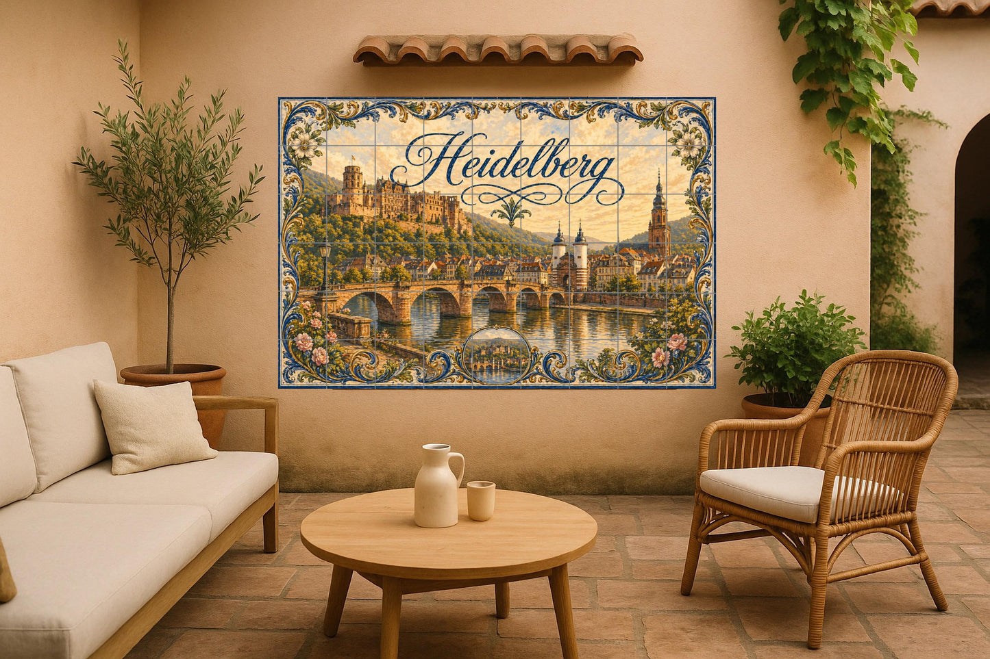Heidelberg, Art Mural Romantique de Paysage — Fresque Murale en Carreaux de Céramique · Art Mural Nature