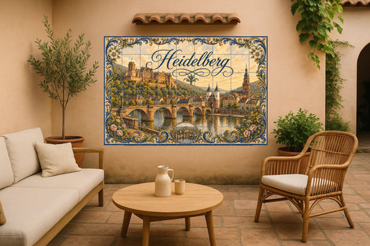 Heidelberg, Art Mural Romantic of Landscape — Garden & Scenery Décor · Tile Wall Art