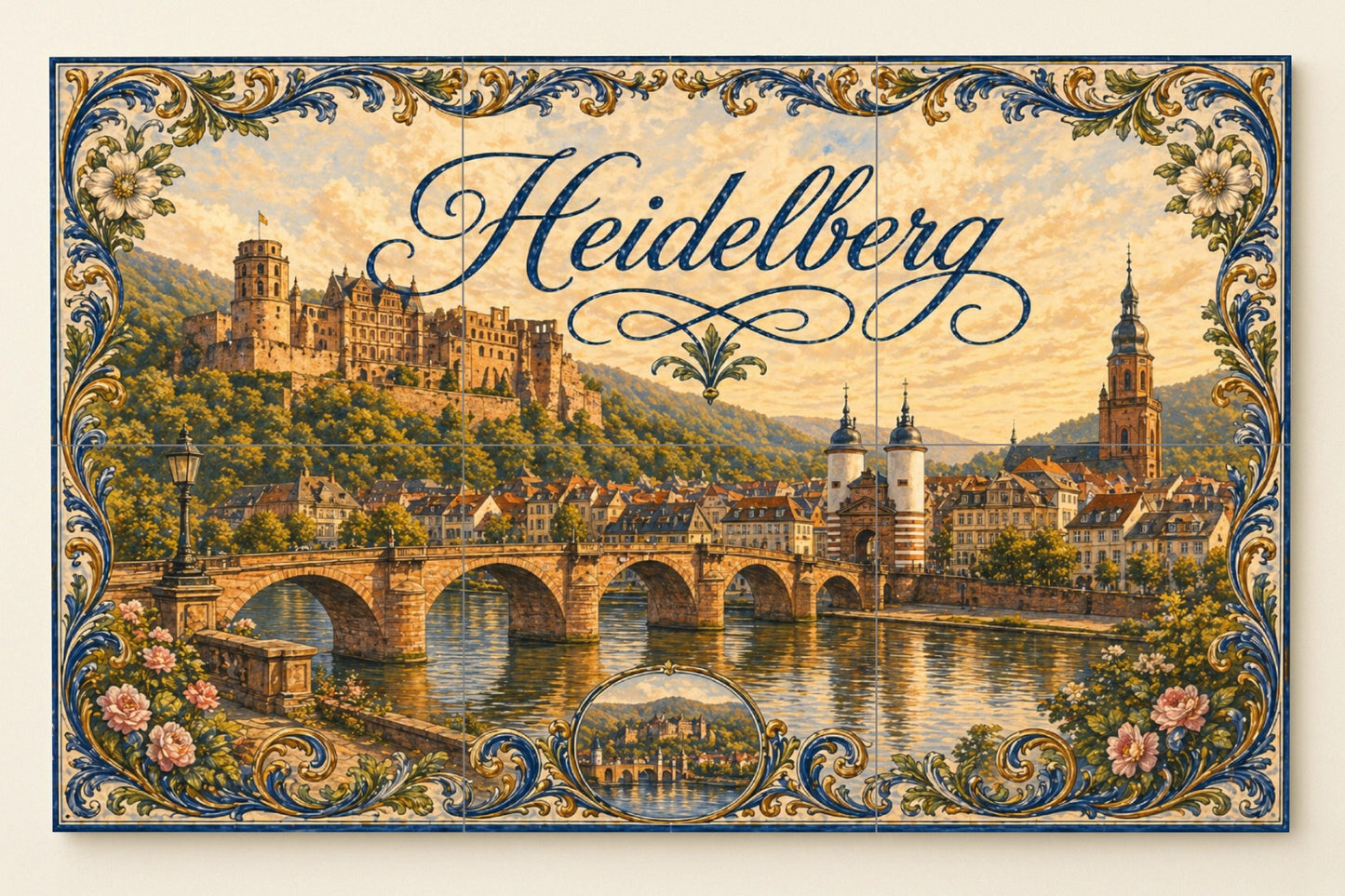 Heidelberg, Art Mural Romantique de Paysage — Fresque Murale en Carreaux de Céramique · Art Mural Nature