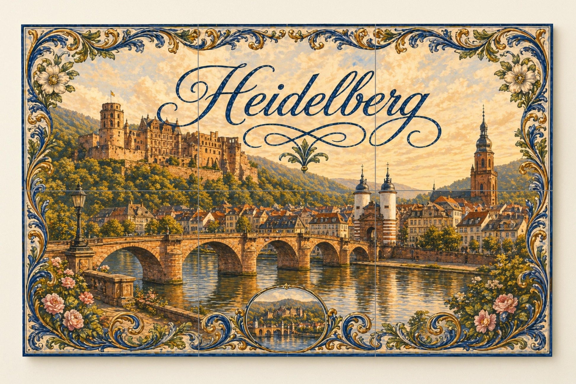 Heidelberg, Art Mural Romantique de Paysage — Fresque Murale en Carreaux de Céramique · Art Mural Nature